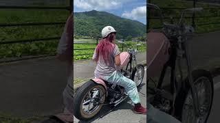 Biker girl getting ready to roll