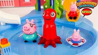 ¡Aprende los Palabras con Nueva Piscina de Peppa Pig! ¡Video para Niños!