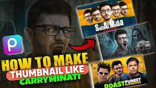 How to Make Thumbnail Like @CarryMinati  in PicsArt || DHeeRaj XpRo ||