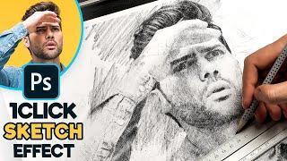 1-CLICK Photo to Pencil Drawing Sketch Effect - Photoshop Tutorial