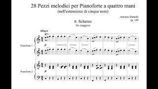 A. Diabelli - 6. Scherzo from "28 pezzi melodici" for Piano four hands (score)