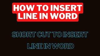 Shortcut Key to Draw Straight Lines in Microsoft Word