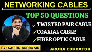 Transmission Medium/Media (Top 50 Questions)-Twisted Pair Cable, Coaxial cable, Fiber Optics Cable |