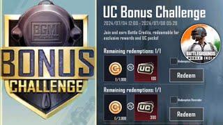 Bgmi UC Bonus Challenge Match Join & Live Free 600 UC Redeem Proof | Unlimited Battle Token Trick