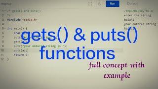 gets and puts function in c programming | use of gets() and puts() | syntax and Example