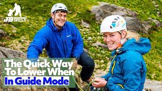 Climbing How To: The nice quick way to lower a climber when belaying in guide mode.