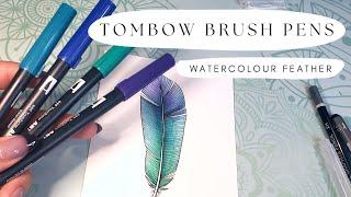 Easy TOMBOW Dual Brush Pen Feather Tutorial | Draw With Me | Watercolour