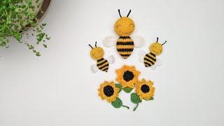 Вязаная крючком брошка пчёлка/crochet brooch bee