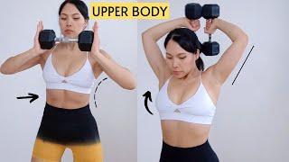 GET SEXY UPPER BODY IN 20 DAYS! standing arms, chest, shoulders, upper abs dumbbell workout