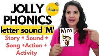 M letter sound | Jolly Phonics | Story + Action + Song | Alphabet sound for kids