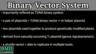 Binary Vector | Transformation In Plants Using Binary Vector | Agarobacterium Mediated Transfer |