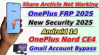 Android 14 All Oneplus Frp Remove 2025 Share Article Not Working Oneplus Nord CE4 Frp Unlock