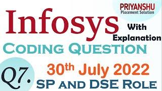 Infosys SP DSE 30th July 2022 Analysis | Infosys SP and DSE Coding Questions | Infosys Programming