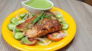 HOW I MAKE GRILLED  SALMON WITH MINT SAUCE,#WINNER FOOD KITCHEN