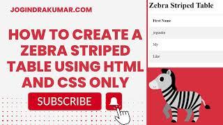 How to create a zebra striped table using Html & CSS only | HTML Tutorial #html #css #strip #table