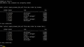 SQL Commands | order by, group by, having clause | oracle database 11g version 2 | by bhanu priya