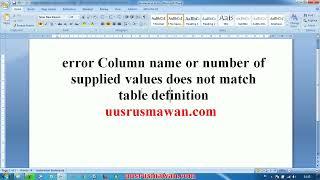 error Column name or number of supplied values does not match table definition