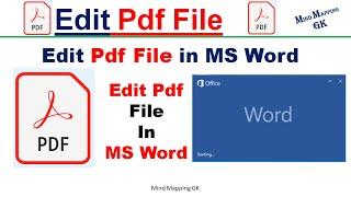 How to edit pdf file in ms word | pdf edit kaise kare | edit pdf file in ms word | pdf to word