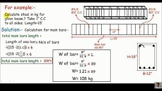 English-Quantity survey / Steel calculation for simple rectangular beams