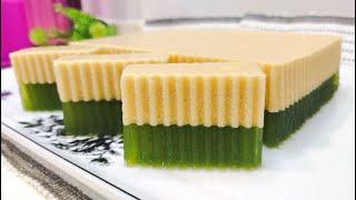 Agar-agar Pandan Kastad | How to make Pandan Custard Jelly