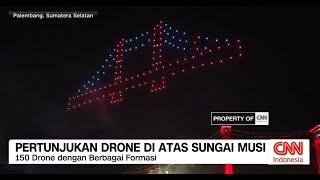 Pertunjukan Drone di Atas Sungai Musi