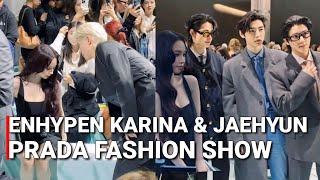 엔하이픈 카리나 재현 ENHYPEN & aespa Karina and NCT Jaehyun Interactions At Prada fashion Show in Milan 2024