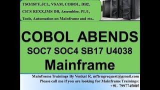 COBOL ABENDS SOC7SB37S806U4038 ABENDS