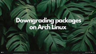 How to DOWNGRADE packages on Arch Linux