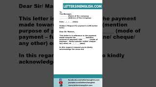 Request for Letter of Confirmation of Payment -  Letter Requesting Payment Confirmation Letter