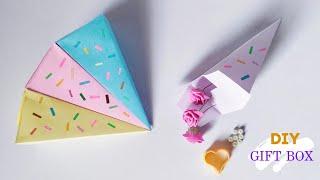 ORIGAMI CAKE SLICE GIFT BOX / DIY How to Make a Paper Cake Box /Paper Triangular Box /Gift Box Idea