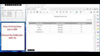 How To Print/Save DataGrid List In PDF ||C#||WPF||Demo