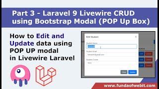 Laravel 9 Livewire Bootstrap Modal CRUD 3: How to edit & update data using POP UP modal in Livewire
