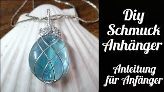 DIY Schmuck Anleitung für Anfänger [Deutsch] - Aluminium-Draht Anhänger mit Glas-Cabochon