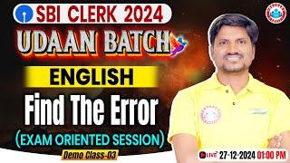 SBI Clerk 2024-25 | Find The Error for SBI Clerk English | SBI Clerk English by RK Mehto Sir