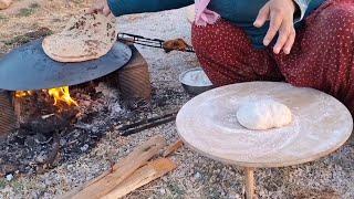 Village life vlog in Turkey;Village woman baked delicious traditional village bread.Rural life