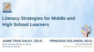 Literacy Strategies for Middle and High School Learners  | Session 1