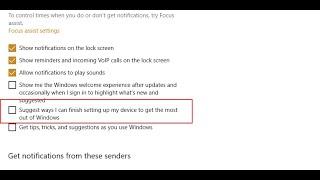 HOW TO GET THE OPTION SUGGEST WAYS I CAN FINISH SETTING UP MY DEVICE TO GET THE MOST OUT OF WINDOWS