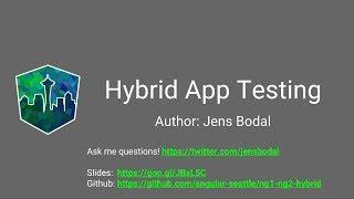 Hybrid Angular/AngularJS Testing with Jens Bodal