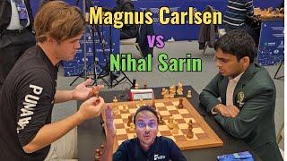 The first ever encounter between Magnus Carlsen and Nihal Sarin | World Blitz 2023