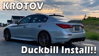 Infiniti Q50 Krotov wide body mock up and duck bill spoiler install!