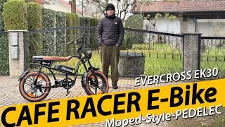 Evercross EK30 E-Bike Café Racer Pedelec | E-Bike mit Lederoptik & Motorrad-Design