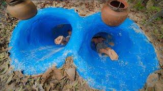 90 Day Build Secret Temple Underground House And Water Slide To Temple Tunnel Swimming Pools