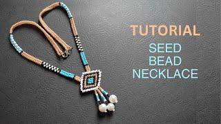 Seed bead necklace with beaded pendant, beading tutorial step by step