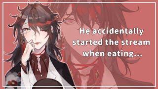 He accidentally started his stream when eating!?  |  [VOX AKUMA - Nijisanji EN]