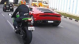 Lamborghini Huracan vs Ninja ZX10R?! | Ride to IPC #2 | POV Adventures