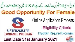 Sister 2 sister Exchange Program in 2021| sister2sister scholarship in U.S.A | how to apply online