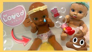 NEW Be loved babies dolls have a accident in the Bath! 