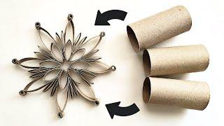 How to Make Beautiful Paper Snowflake With Only 3 Toilet Paper Rolls / DIY Tutorial Xmas Decorations