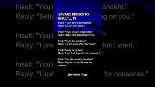 Savage replies to insult part 1 #savage #reply #mindset #forge