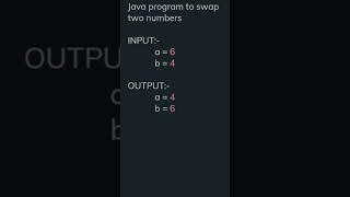 swap two numbers | Java